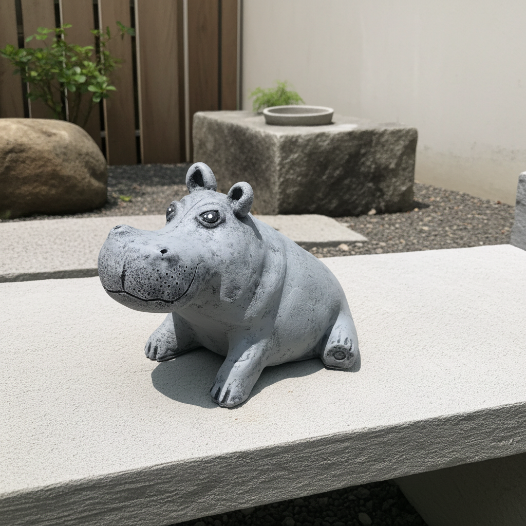 Garden statue hippo yoga 1