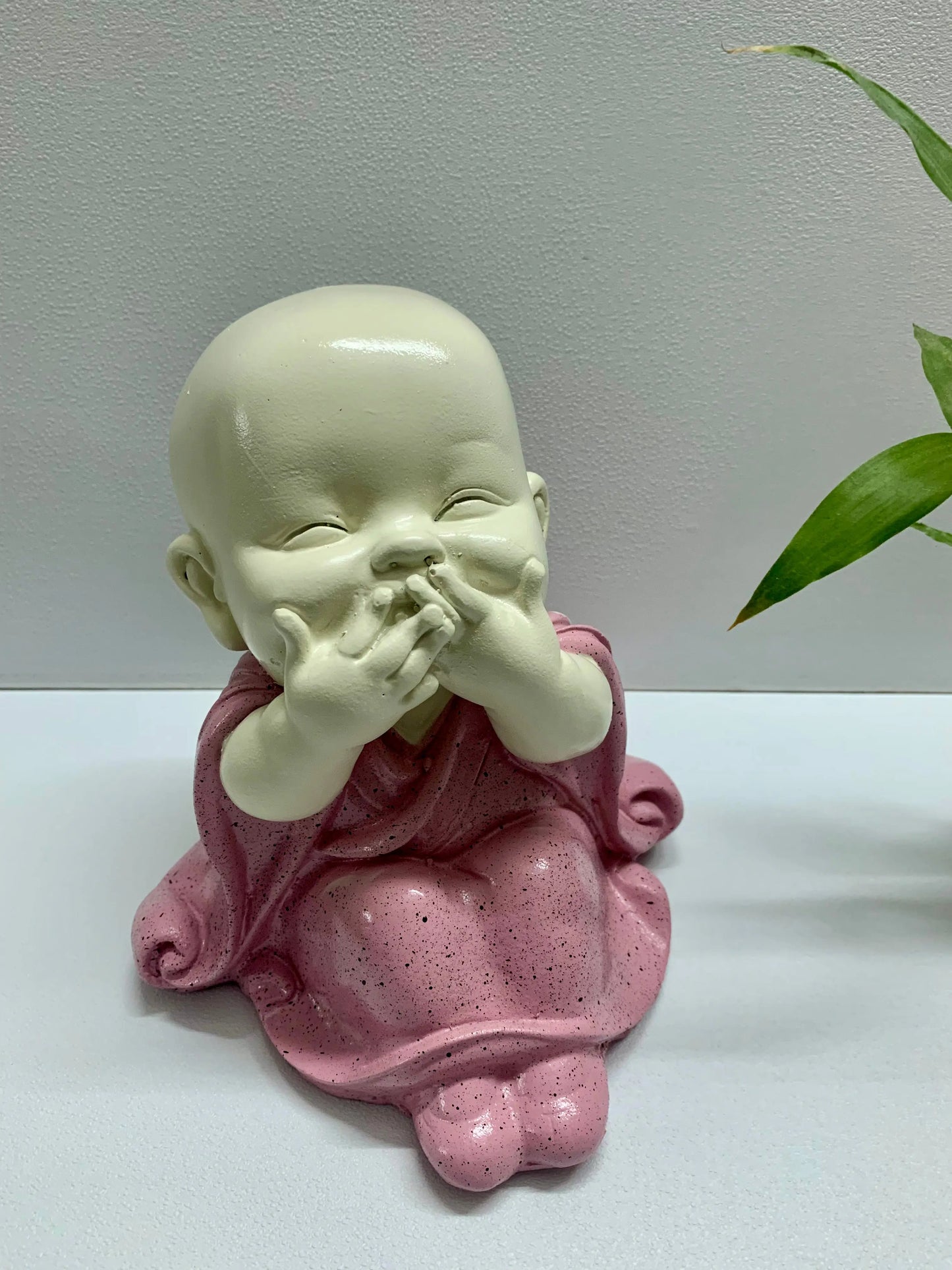 Poly stone laughing Baby Monk idol Buddha statue for outdoor garden, home decor