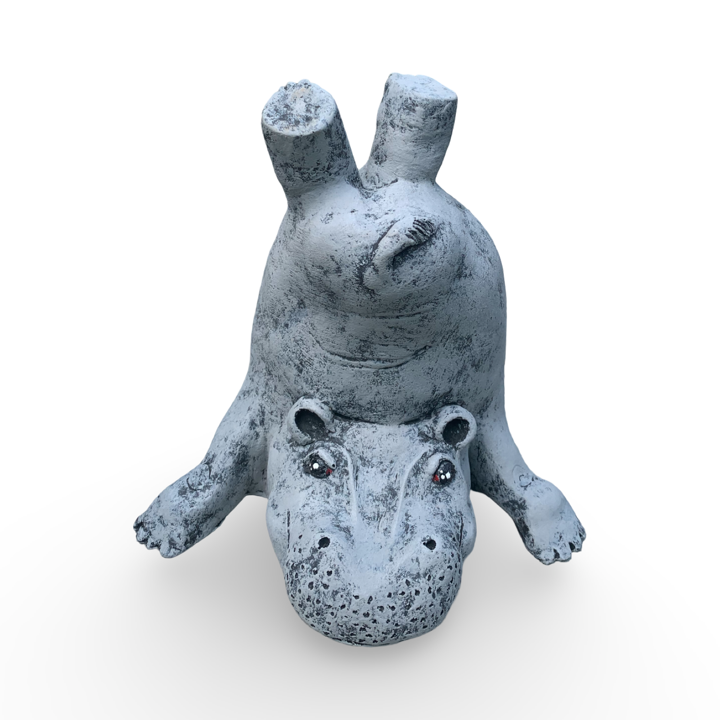 Garden statue hippo yoga 2