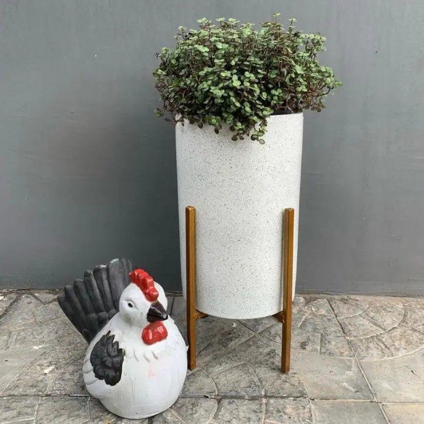 Cylindrical planter with metal stand - The Plant Shop