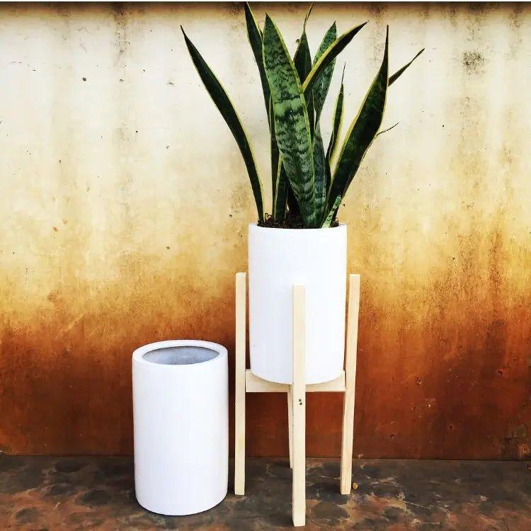 Cylindrical planter with metal stand - The Plant Shop