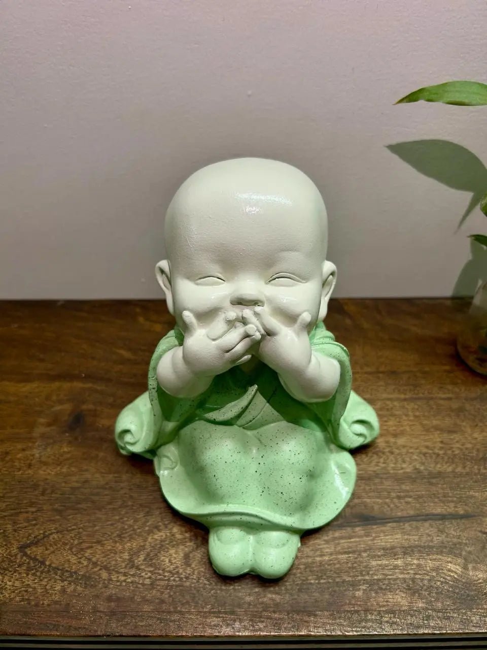 Poly stone laughing Baby Monk idol Buddha statue for outdoor garden, home decor - The Plant Shop