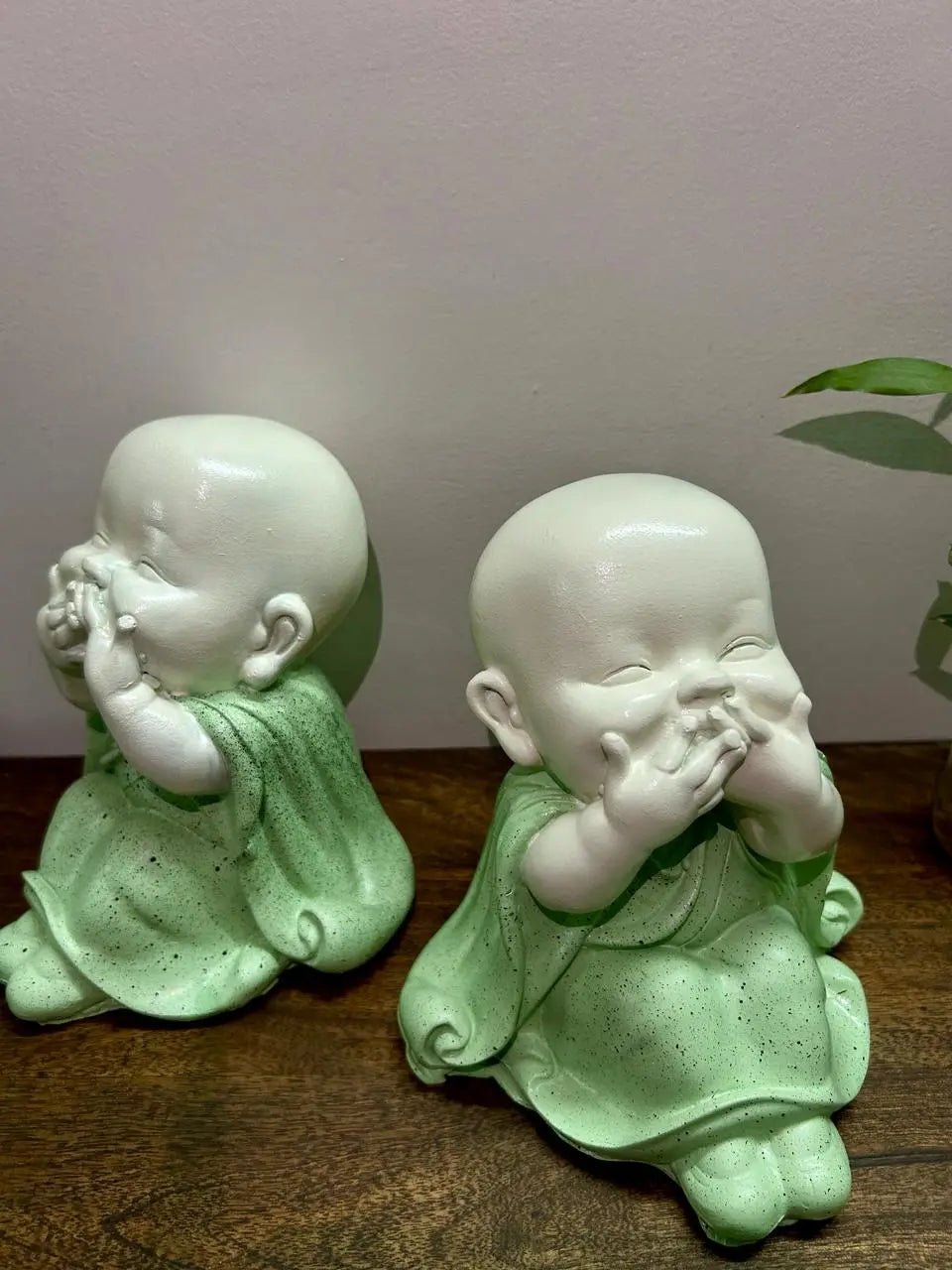 Poly stone laughing Baby Monk idol Buddha statue for outdoor garden, home decor - The Plant Shop