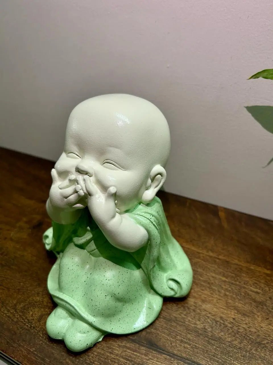 Poly stone laughing Baby Monk idol Buddha statue for outdoor garden, home decor - The Plant Shop