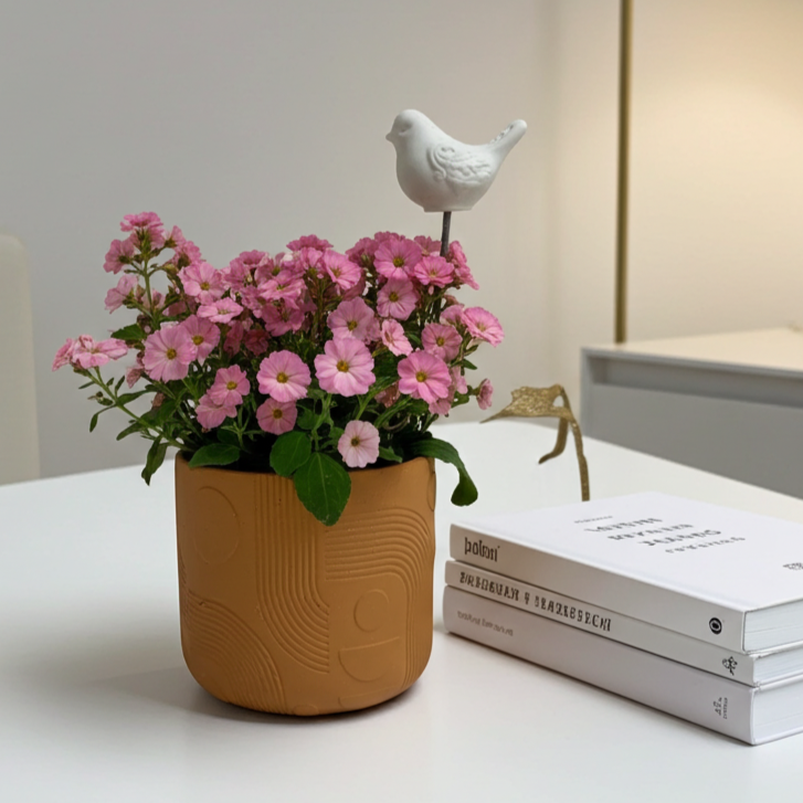 planter with bird stick accessory 