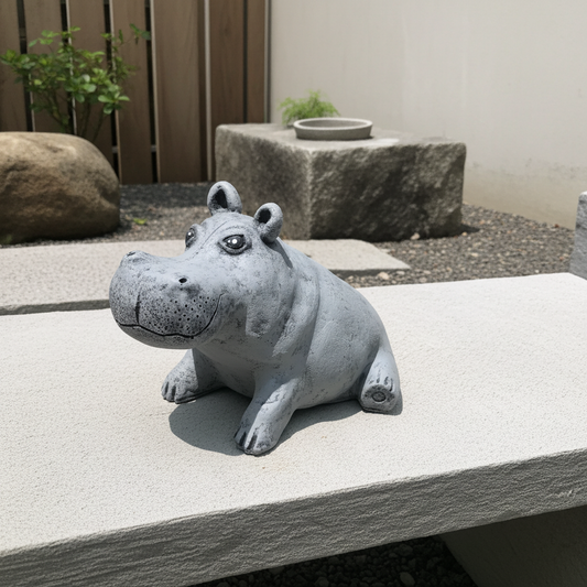Garden statue hippo yoga 1