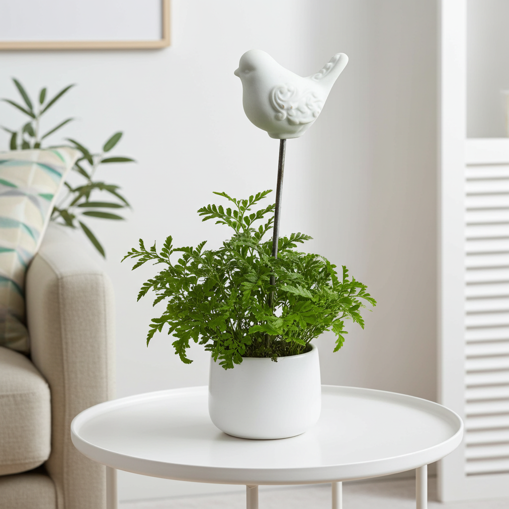 planter with bird accessory 