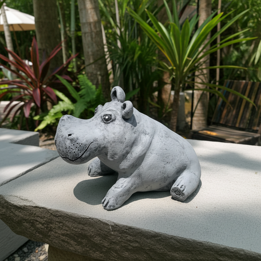 Garden statue hippo yoga 1