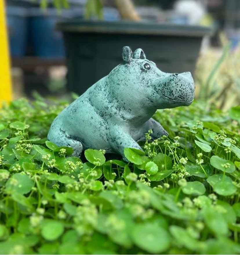 Garden statue hippo yoga 1