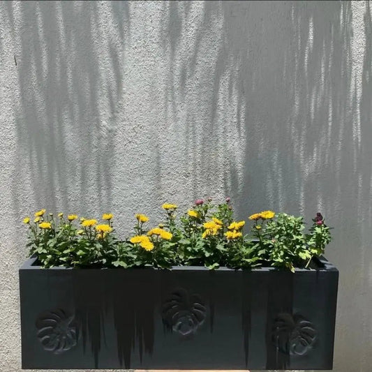 Maple leaf rectangular planter flower pot medium - The Plant Shop